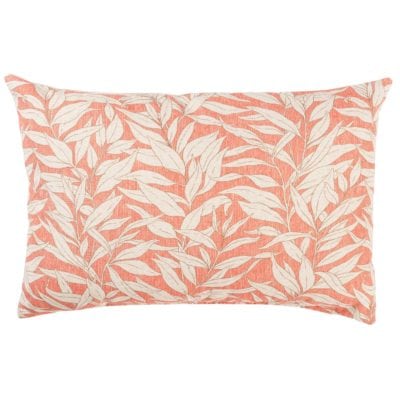 Willow Leaves XL Rectangular Cushion in Coral