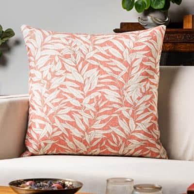 Willow Leaves Extra-Large Cushion in Coral