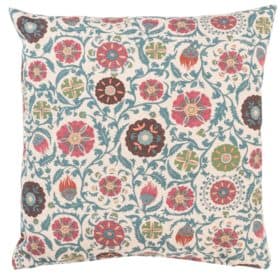 Tudor Rose Cushion in Coral