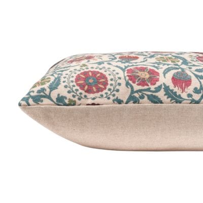 Tudor Rose Cushion in Coral