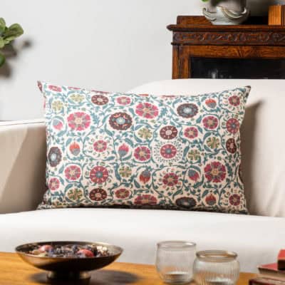 Tudor Rose XL Rectangular Cushion in Coral