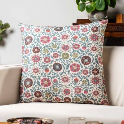 Tudor Rose Extra-Large Cushion in Coral
