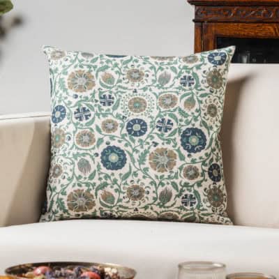 Tudor Rose Cushion in Teal