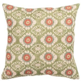 Mandala Motif Linen Print Cushion in Green