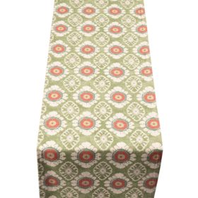 Mandala Motif Linen Print Table Runner in Green