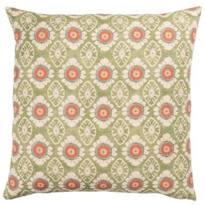 Mandala Motif Linen Print Extra-Large Cushion in Green
