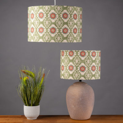 Mandala Motif Linen Print Lampshade in Green