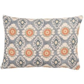 Mandala Motif Linen Print Boudoir Cushion in Cornflower Blue