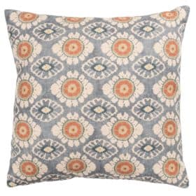 Mandala Motif Linen Print Cushion in Cornflower Blue