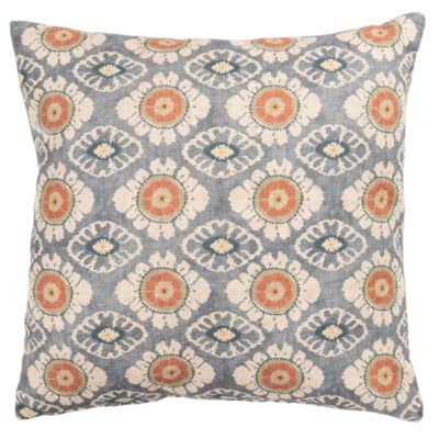 Mandala Motif Linen Print Cushion in Cornflower Blue