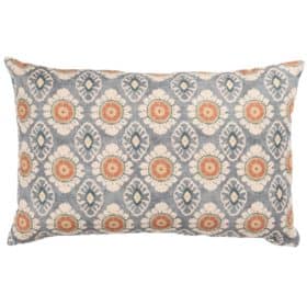 Mandala Motif Linen Print XL Rectangular Cushion in Cornflower Blue