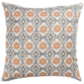 Mandala Motif Linen Print Extra-Large Cushion in Cornflower Blue