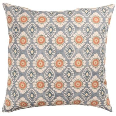 Mandala Motif Linen Print Extra-Large Cushion in Cornflower Blue