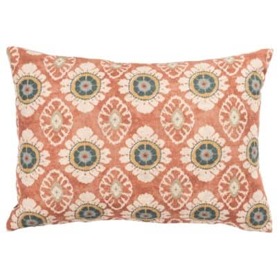Mandala Motif Linen Print Boudoir Cushion in Rust
