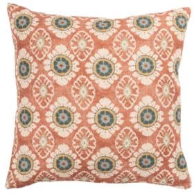 Mandala Motif Linen Print Cushion in Rust