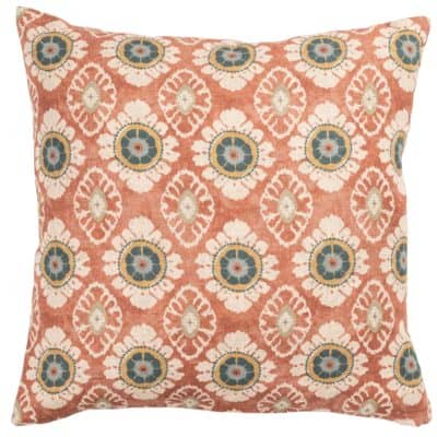 Mandala Motif Linen Print Cushion in Rust