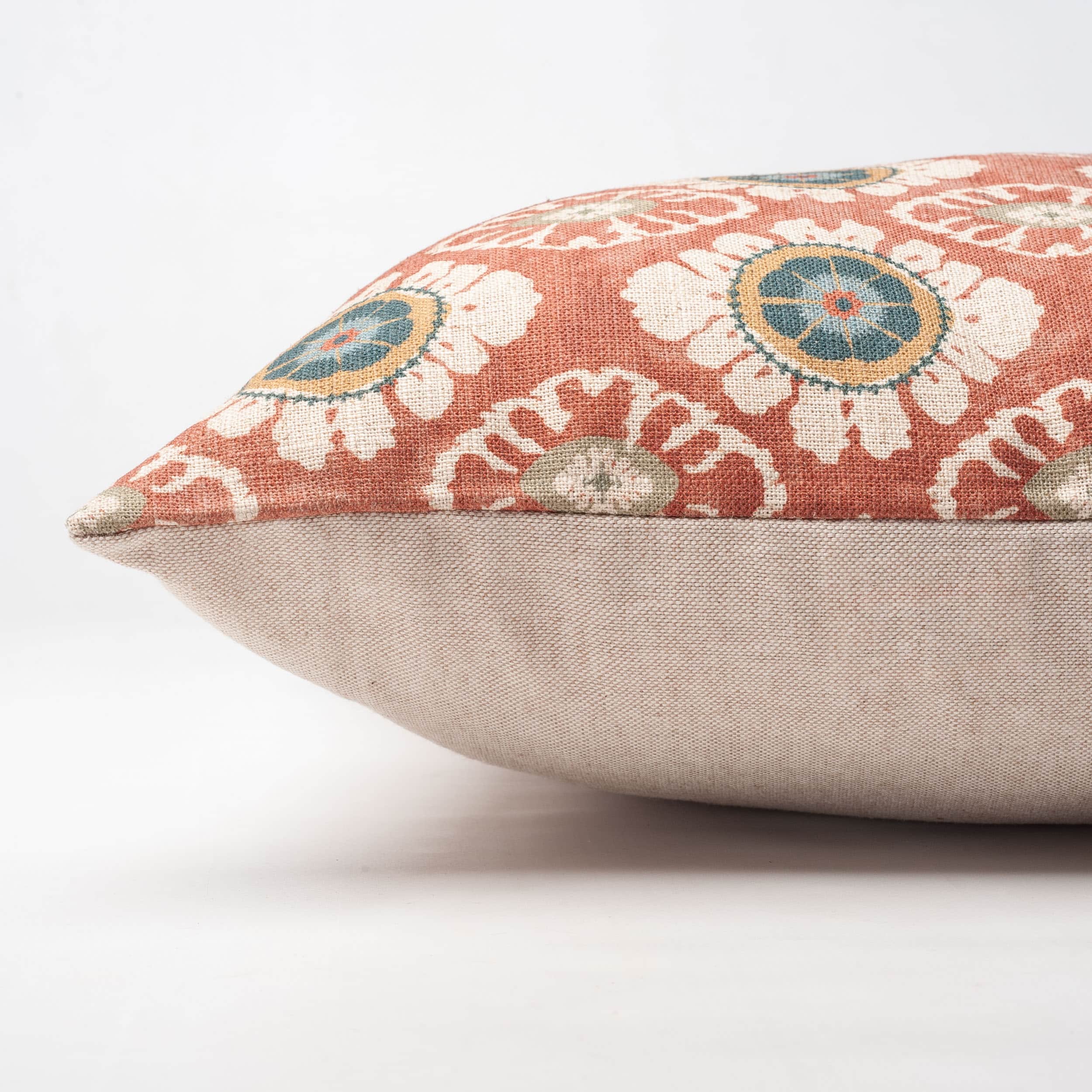 Mandala Motif Linen Print Cushion in Rust