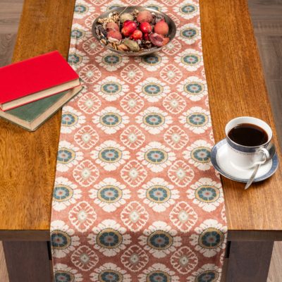 Mandala Motif Linen Print Table Runner in Rust