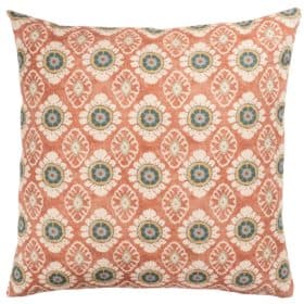 Mandala Motif Linen Print Extra-Large Cushion in Rust