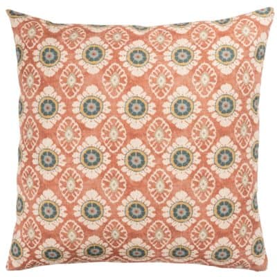 Mandala Motif Linen Print Extra-Large Cushion in Rust
