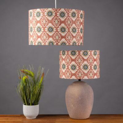 Mandala Motif Linen Print Lampshade in Rust