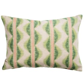 Seville Stripe Linen Blend Boudoir Cushion in Sage Green