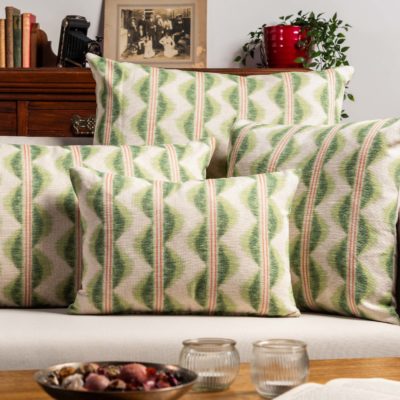 Seville Stripe Linen Blend Cushion in Sage Green
