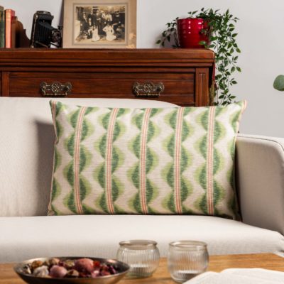 Seville Stripe Linen Blend XL Rectangular Cushion in Sage Green