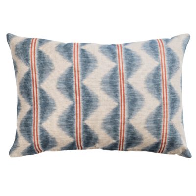 Seville Stripe Linen Blend Boudoir Cushion in Indigo Blue and Red