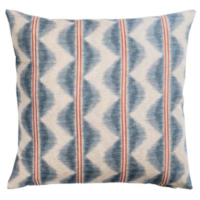 Seville Stripe Linen Blend Cushion in Indigo Blue and Red