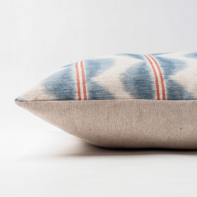 Seville Stripe Linen Blend Cushion in Indigo Blue and Red