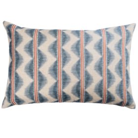 Seville Stripe Linen Blend XL Rectangular Cushion in Indigo Blue and Red