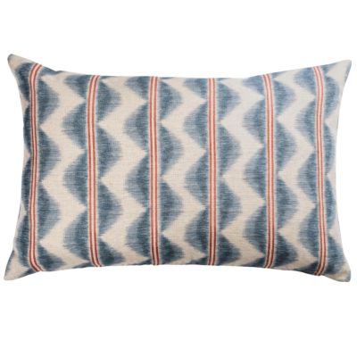 Seville Stripe Linen Blend XL Rectangular Cushion in Indigo Blue and Red