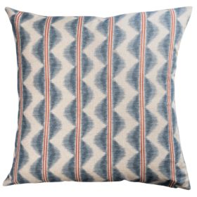 Seville Stripe Linen Blend Extra-Large Cushion in Indigo Blue and Red