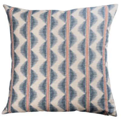 Seville Stripe Linen Blend Extra-Large Cushion in Indigo Blue and Red