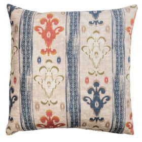 Saffron Stripe Linen Blend Cushion in Indigo Blue
