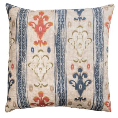 Saffron Stripe Linen Blend Cushion in Indigo Blue