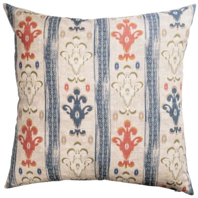 Saffron Stripe Linen Blend Extra-Large Cushion in Indigo Blue