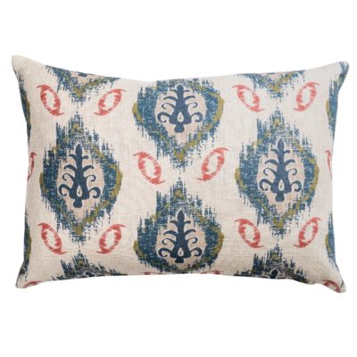 Saffron Motif Linen Blend Boudoir Cushion in Indigo Blue