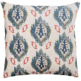 Saffron Motif Linen Blend Cushion in Indigo Blue