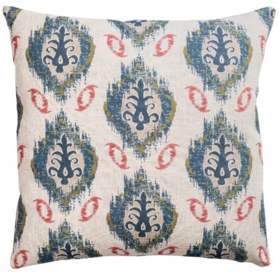 Saffron Motif Linen Blend Cushion in Indigo Blue