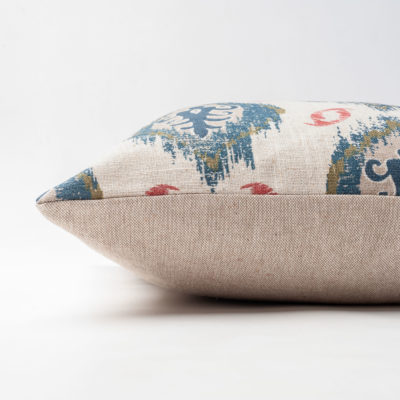 Saffron Motif Linen Blend Cushion in Indigo Blue