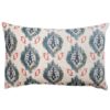 Saffron Motif Linen Blend XL Rectangular Cushion in Indigo Blue