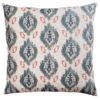Saffron Motif Linen Blend Extra-Large Cushion in Indigo Blue