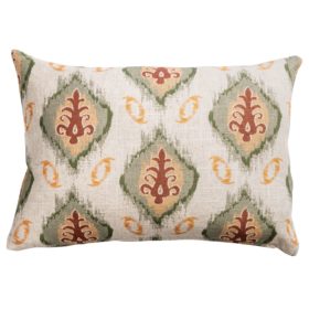Saffron Motif Linen Blend Boudoir Cushion in Terracotta