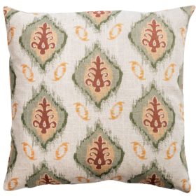 Saffron Motif Linen Blend Cushion in Terracotta