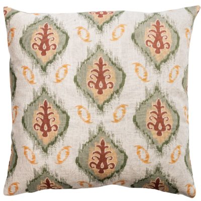 Saffron Motif Linen Blend Cushion in Terracotta