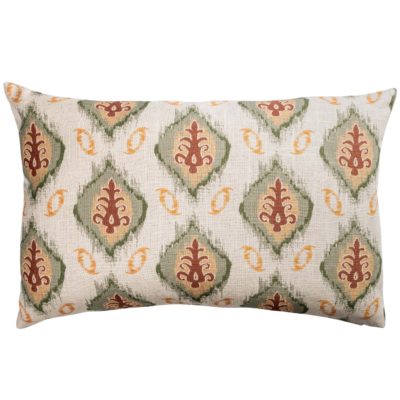 Saffron Motif Linen Blend XL Rectangular Cushion in Terracotta