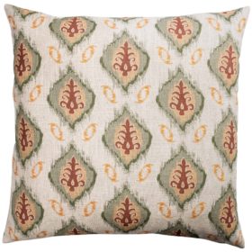 Saffron Motif Linen Blend Extra-Large Cushion in Terracotta