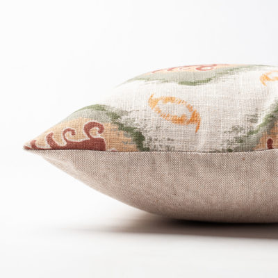 Saffron Motif Linen Blend Extra-Large Cushion in Terracotta
